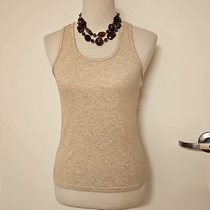 Preview International tan cream ribbed tank top Small layers cami